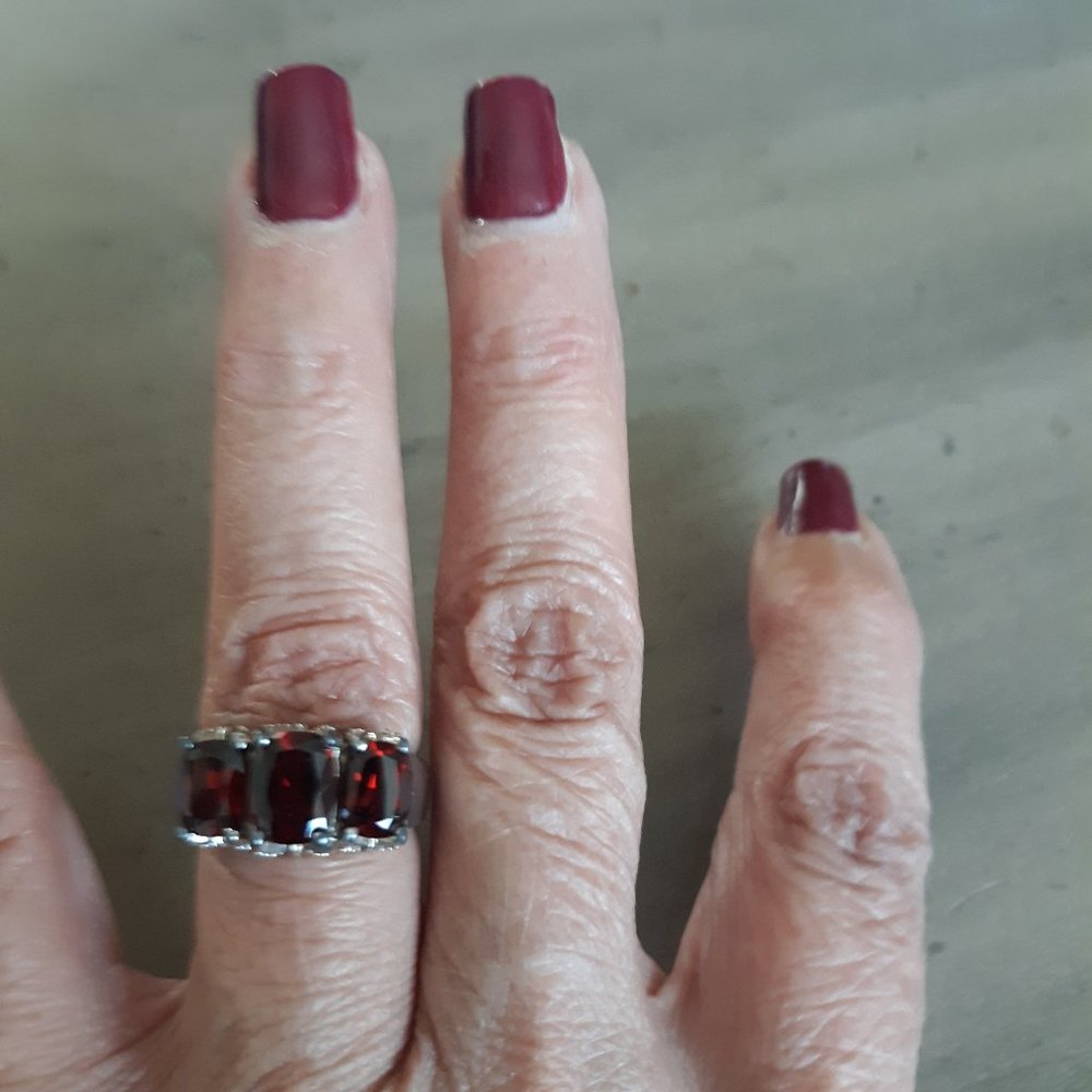 Genuine garnet sterling silver ring